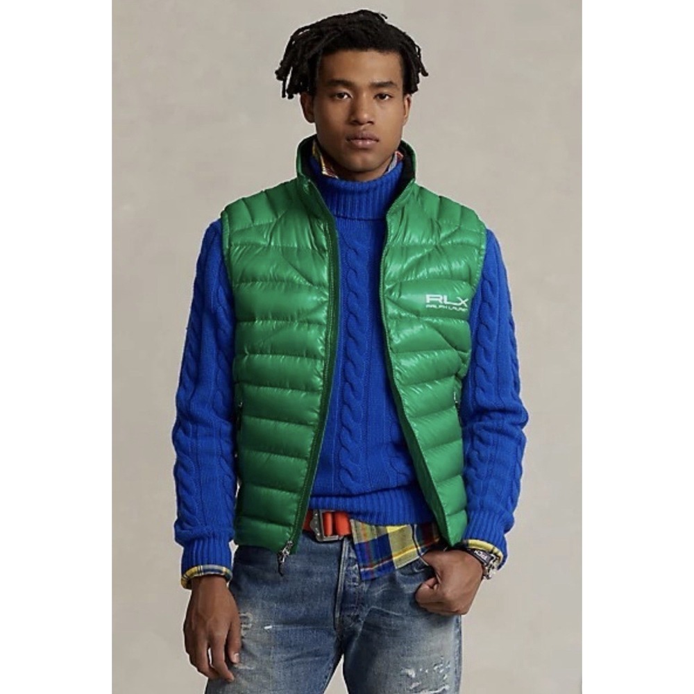 Ralph Lauren RLX Water-Repellent Down Vest- Size Large Green Puffer